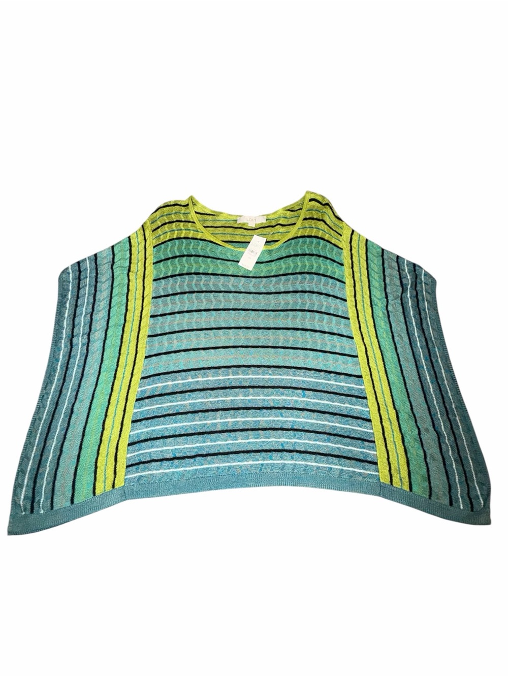 Ann Taylor Aqua and Lime Striped Knit Top